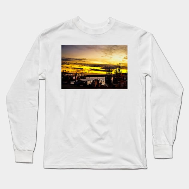 North Shields Fish Quay at Dusk Long Sleeve T-Shirt by Violaman